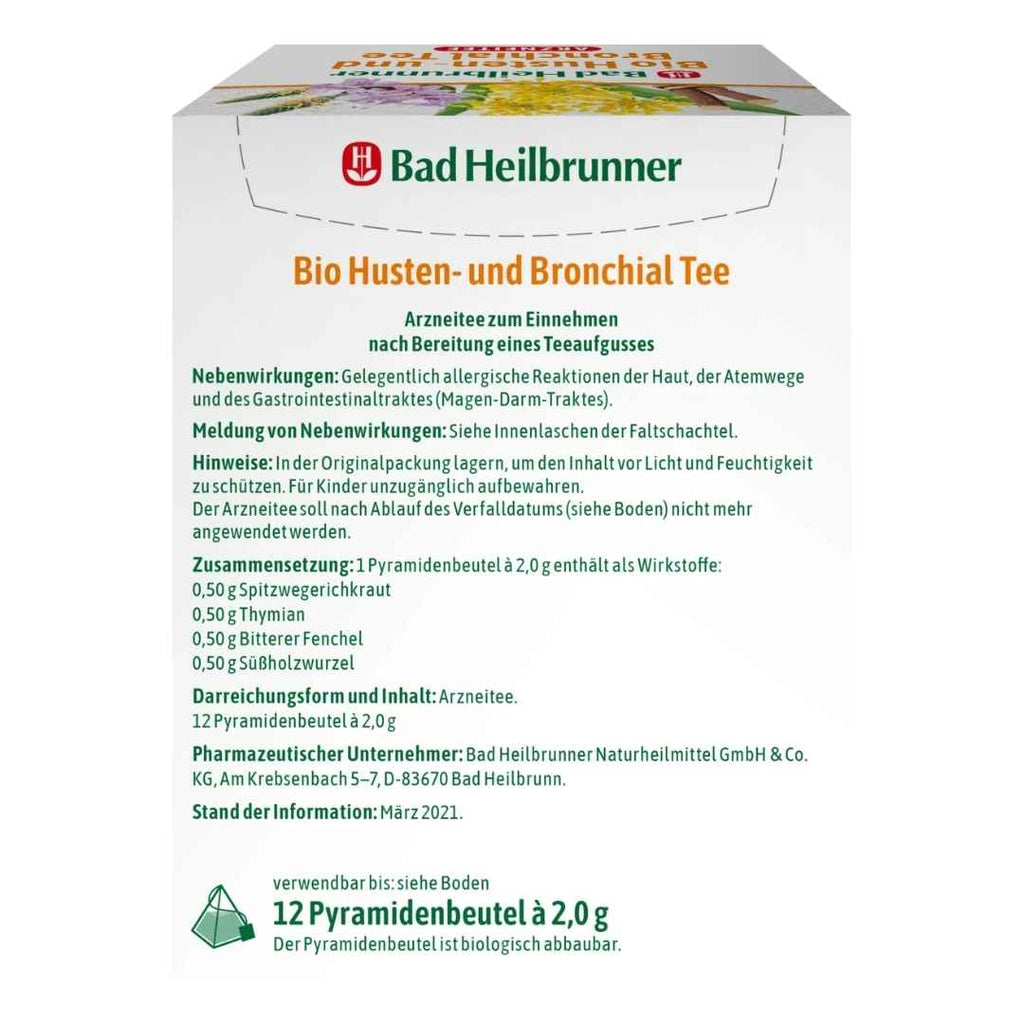 Bad Heilbrunner® hoest en bronchiale thee 12 filtertassen