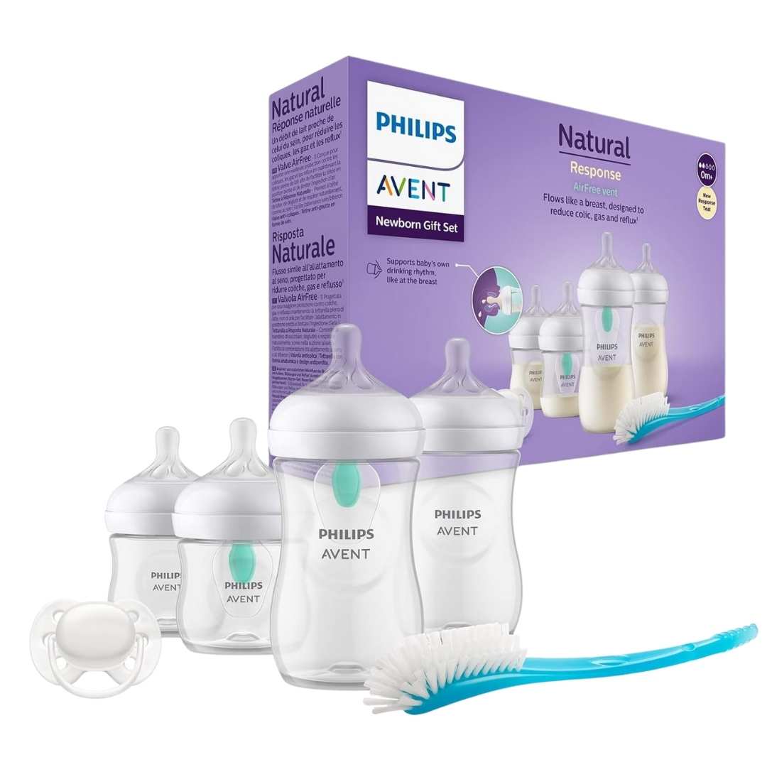 Buy at vicnic.com the Philips Avent Anti-colic with AirFree Valve set is a decent option as newborn starter kit and as a gift set