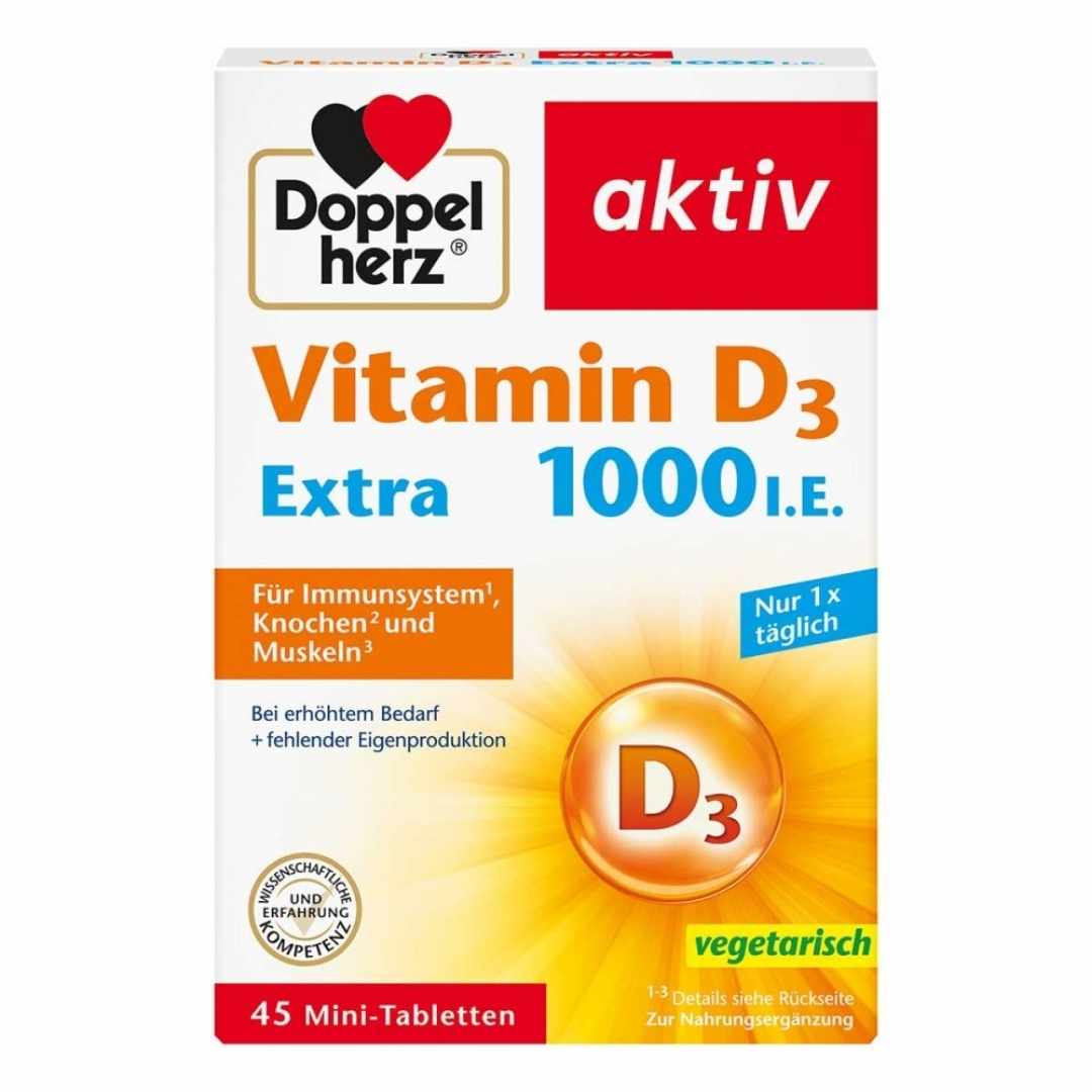 High-dose vitamin D,&nbsp;
25 µg vitamin D = 1000 IU (International Units) Contributes to the maintenance of normal bones and teeth, Supports the immune system, muscles and cells