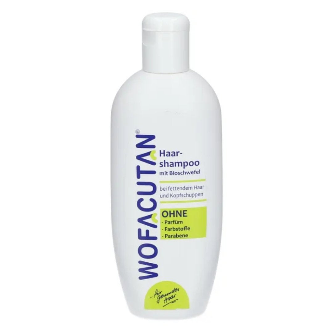 Wofacutan hair shampoo for&nbsp;sensitive scalp, oily hair and dandruff.&nbsp;The Wofacutan formula of irritation-free washing primarily ensures that the sebum glands of the scalp are not stimulated to increased activity by strong degreasing during washing.&nbsp;