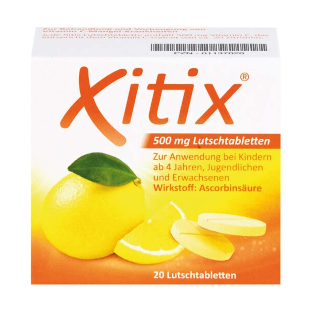 Xitix 500 mg lozenges for the treatment of vitamin C deficiency diseases and for the prevention of vitamin C deficiency diseases if this is not possible through diet.