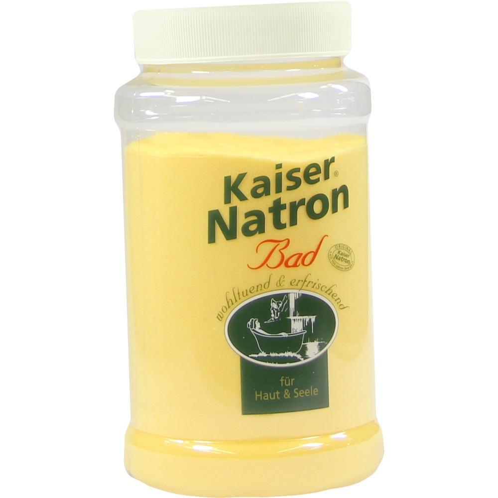 Plastic jar of Kaiser Natron bath salt, 500 g size, with label and cap.