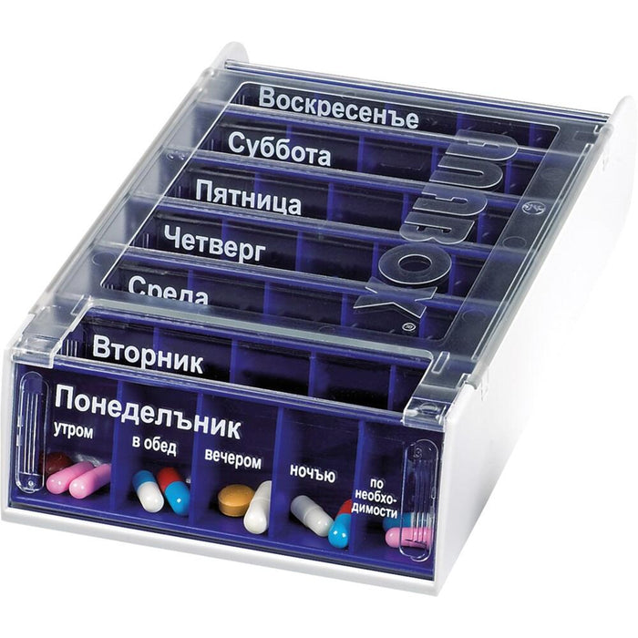 Anabox Seven Days Weekly Pill Box Blue - Russian 1 pcs