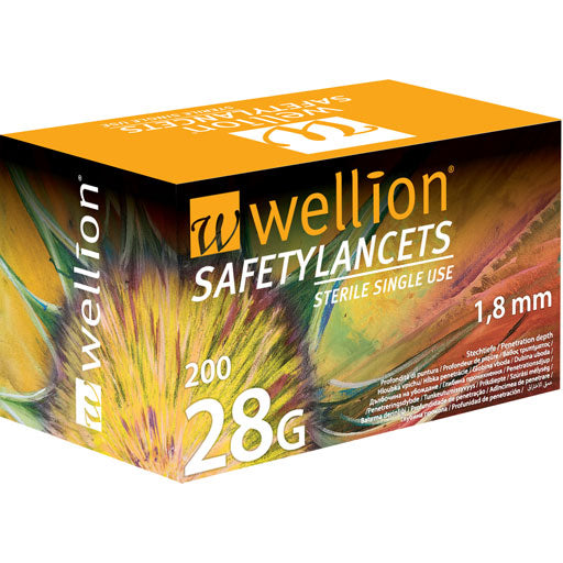 Wellion Safety Lancets 28G til engangsbrug 200 pc'er