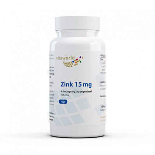 Vita World Zinc 15 mg Zinc Gluconate Capsules 100 pcs