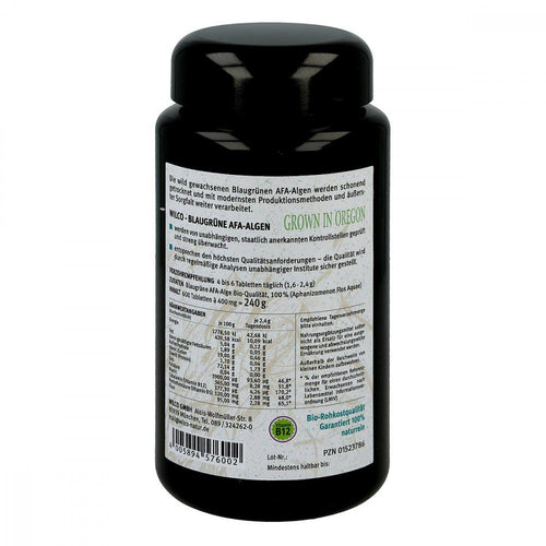Afa Alge 400 mg Tablets Blue Green 600 pcs- back