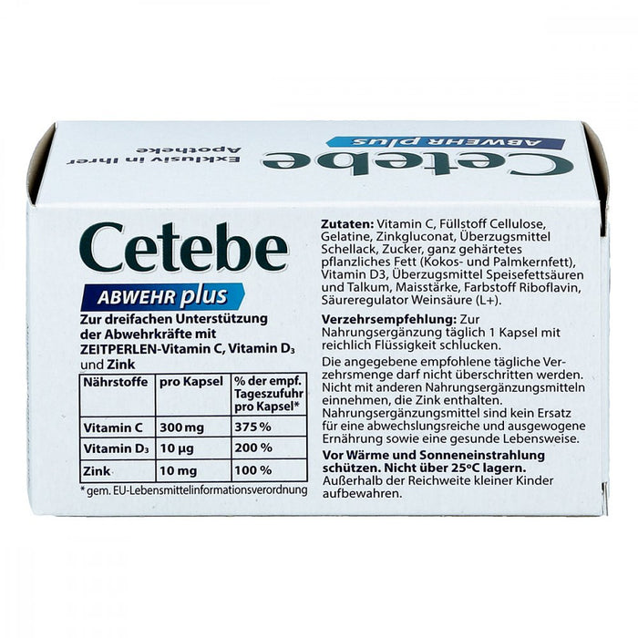 Cetebe Defense Plus Vitamin C + Vitamin D3 + Zinc 60 capsules