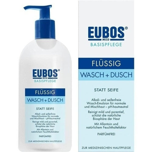 Eubos Liquid Washing Emulsion Blue Bottle with Dispenser 400 ml is a Bath & Shower