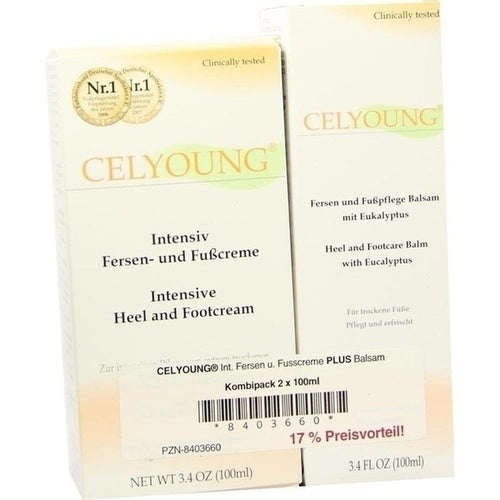 Celyoung Package: Intensive Heel & Foot Cream & Balm with Eucalyptus 1 combination package is a Foot Peeling & Cream