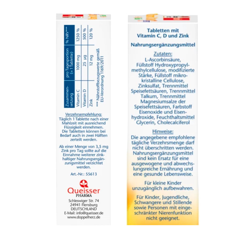 Doppelherz Vitamin C 1000 + D3 + Zinc DEPOT for Immune Support 60 pcs
