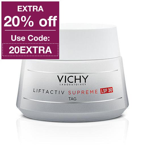 Vichy Liftactiv Supreme UV SPF 30 Cream contains hyaluronic acid for a long lasting skin lifting effect.