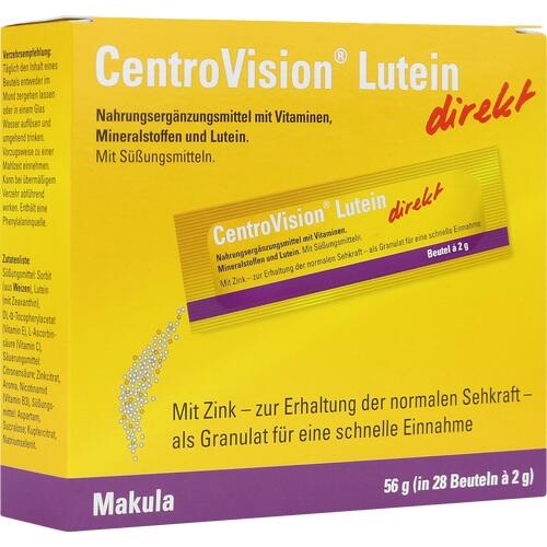 CentroVision Lutein Direct Granulate is dietary supplement with zinc to maintain normal vision. As a granulate for easier intake without water, for example for swallowing difficulties.