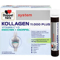 Package of Doppelherz Kollagen 11000 Plus, highlighting the contribution to a normal formation of collagen and normal function of cartilages.