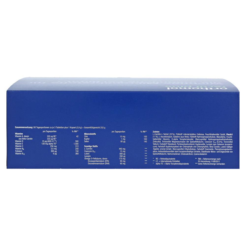 Ingredients and vitamin composition of Orthomol fertil plus supplement