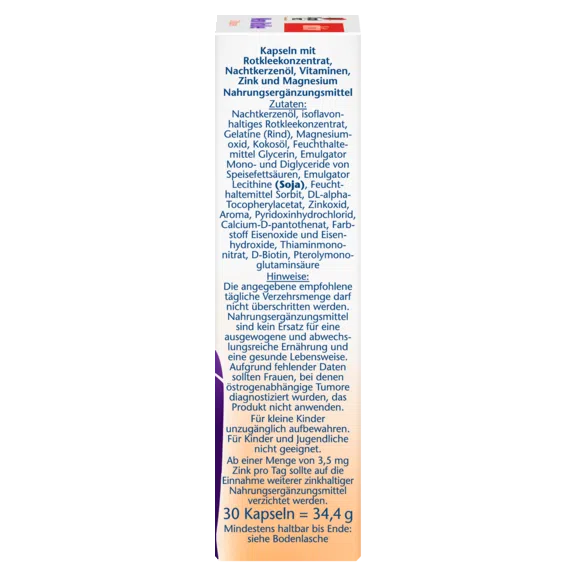 Ingredients list and consumption recommendation on the side of the box