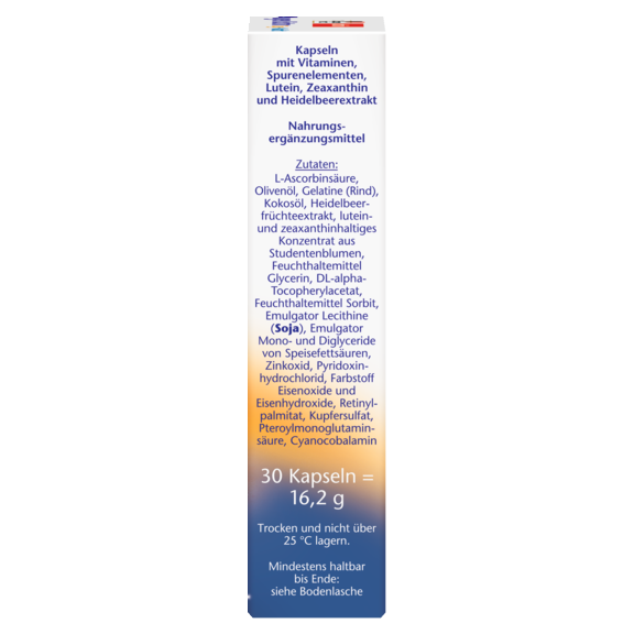 Doppelherz Eye Extra 30 cap - side of the package with ingredients list