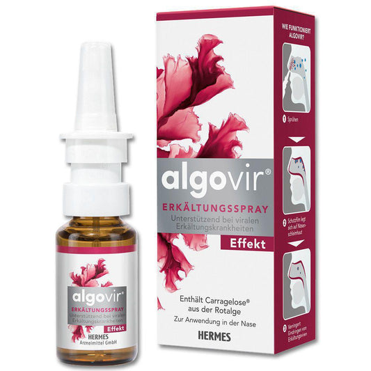 Algovir Effect Nasal Spray in 20 ml package. Spray at the first sign of cold. Buy at VicNic.com with FedEx Express delivery 