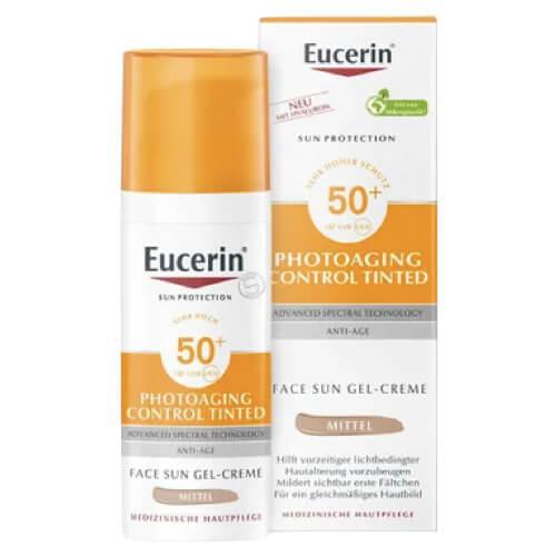 Eucerin Photoaging Control Tinted Face Sun Gel Cream Medium SPF 50+ 50 ml is a tinted sun cream product