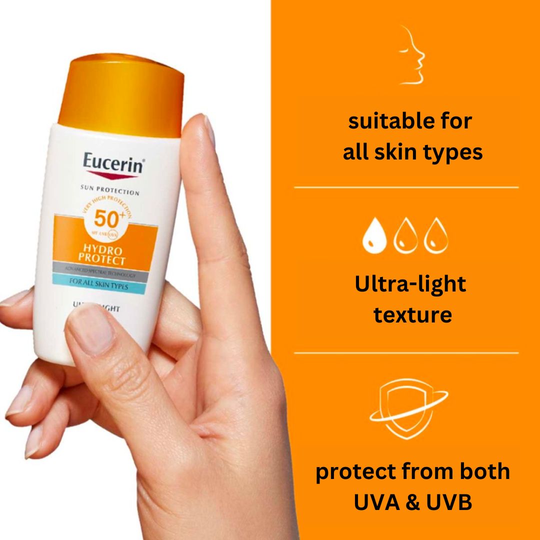 Eucerin Sun Hydro Bescherm ultralicht gezicht vloeistof SPF 50+ 50 ml