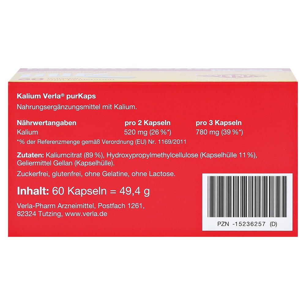 Potassium Verla Pure Capsules 60 pcs
