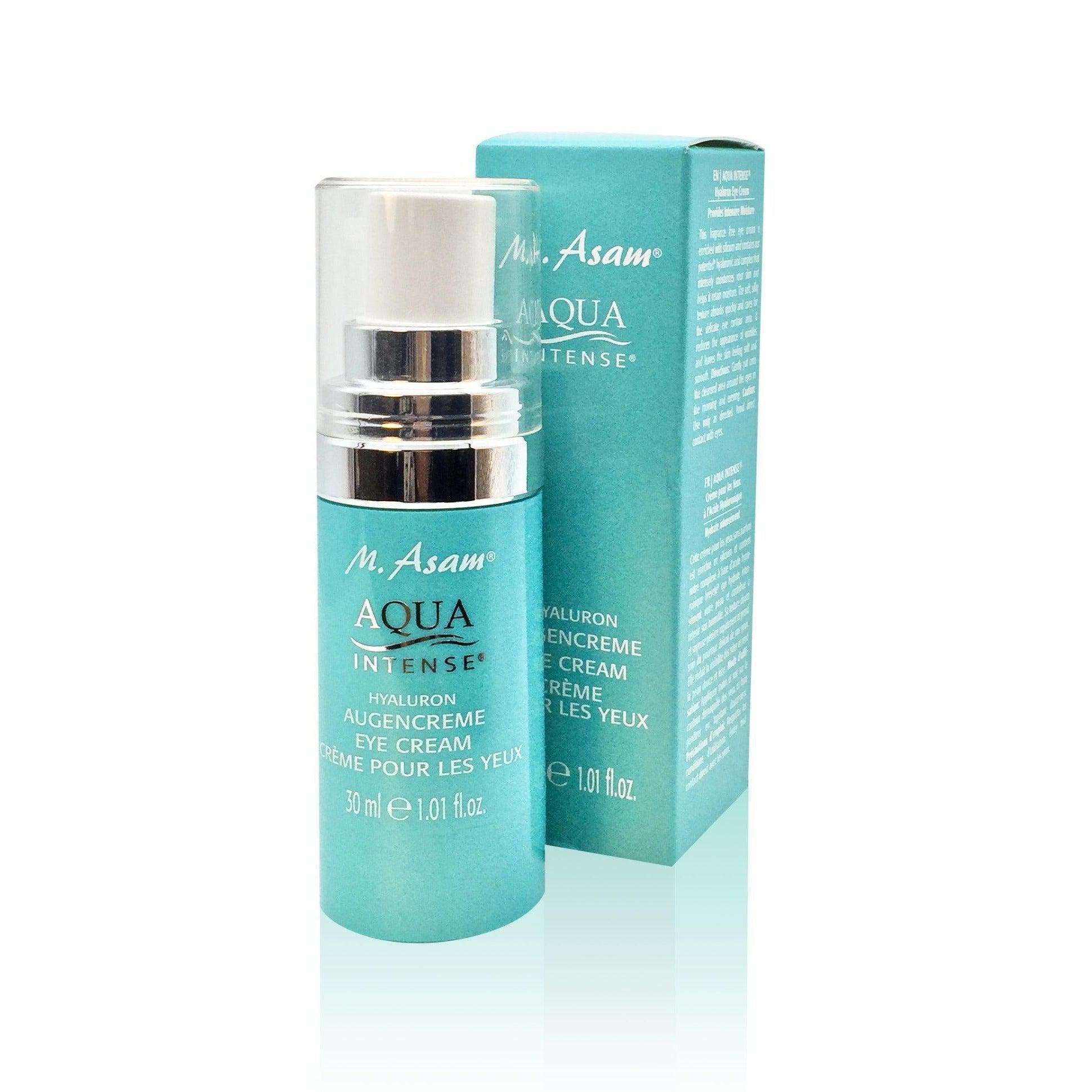 M. Asam Aqua Intense Hyaluron Eye Cream is an effective moisturizer formulated with hyaluronic acid to visibly cushion the skin. This eye cream can reduce the appearance of fine lines and dryness lines, while calming the skin without a fragrance. Use this cream for a fresh and radiant eye area.