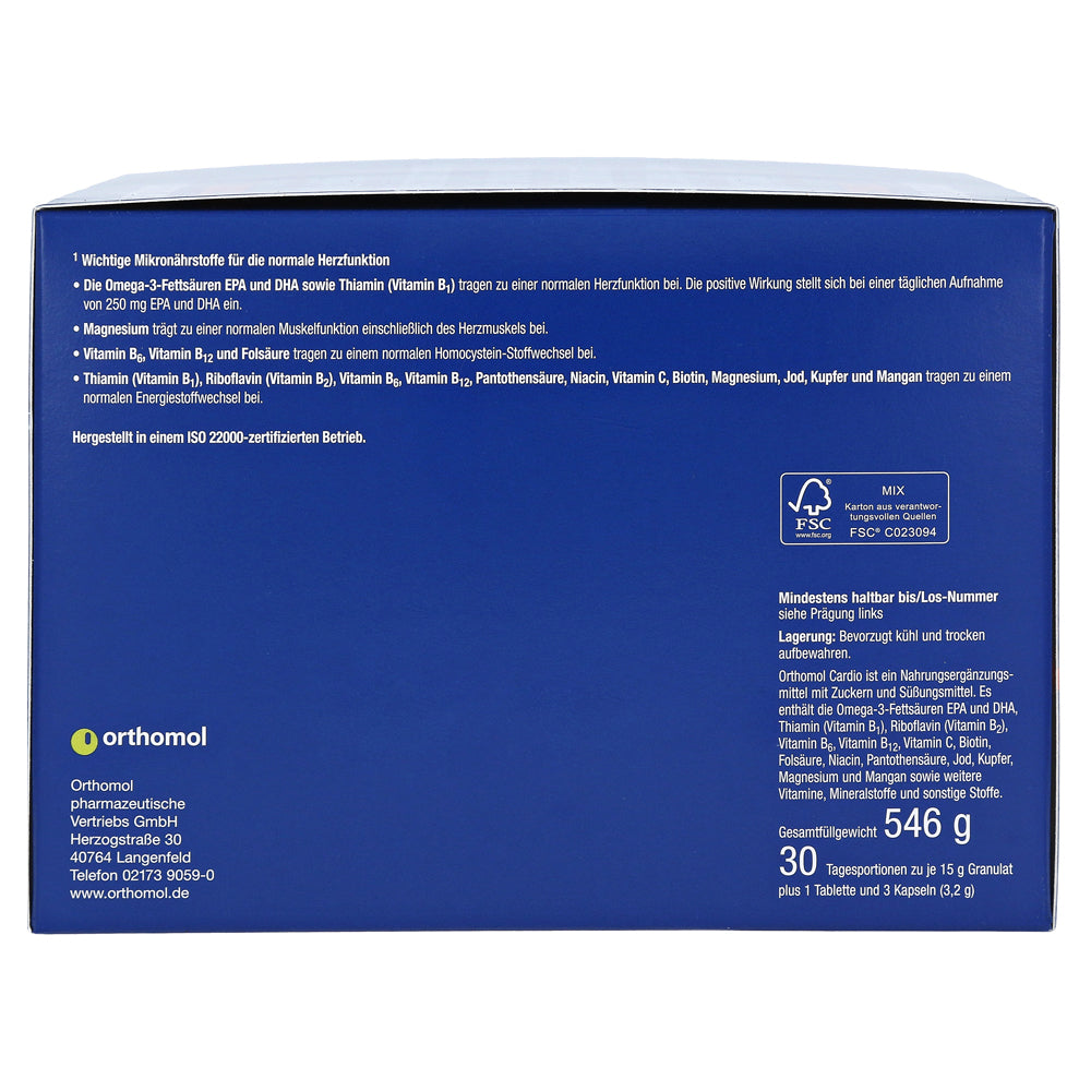 Orthomol Cardio Sachets + καρτέλα + καπάκι 30 ημέρες