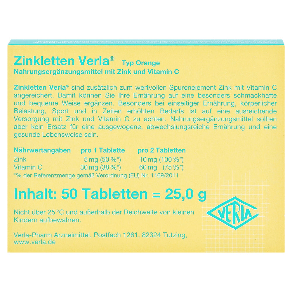 Zinkletten Verla Orange Lozenges 50 cap