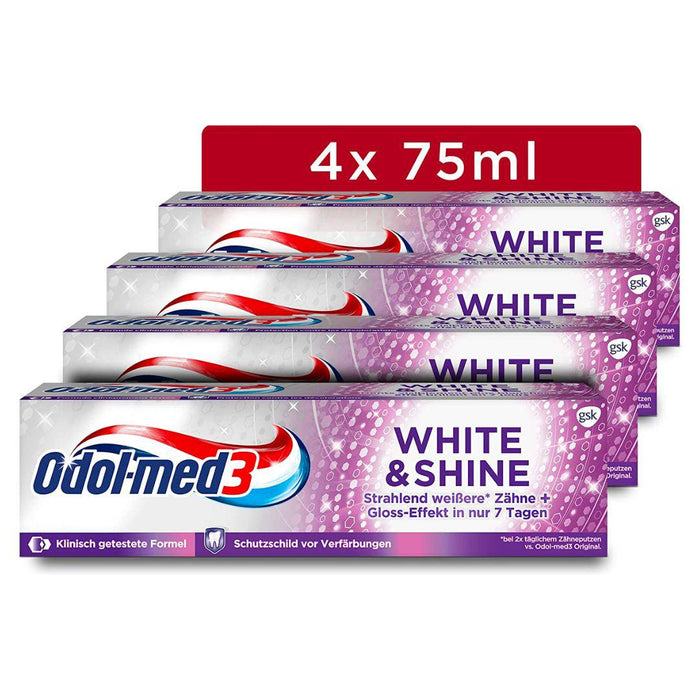 Odol-med3 White & Shine Toothpaste 4 x 75 ml