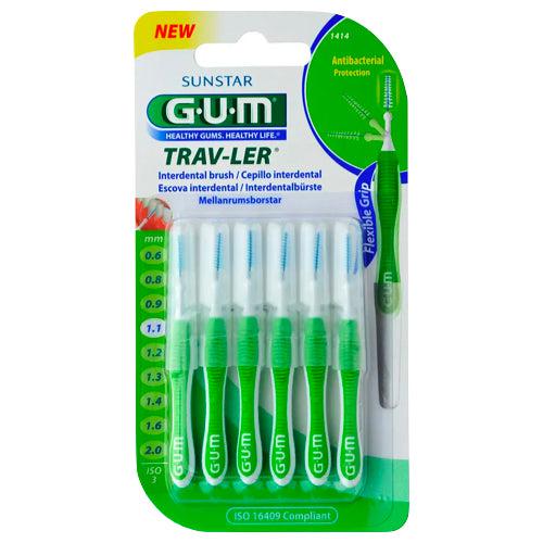 Gum Trav-Ler Interdentes Brosses de 1,1 mm de sapin vert 6 pcs