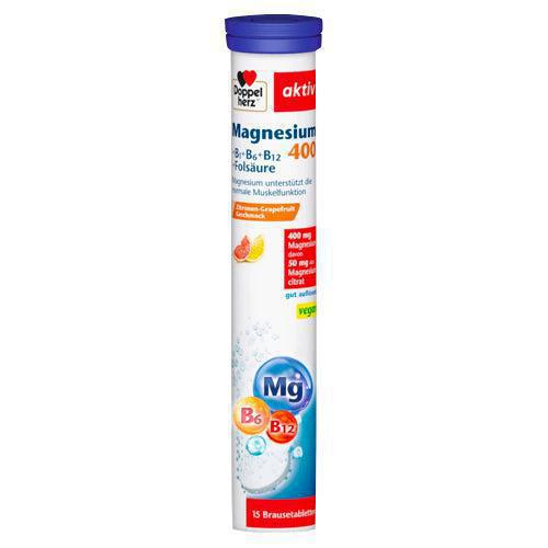 <tc><tc>Doppelherz</tc></tc> Comprimés effervescents de magnésium 400 + vitamine Bs + acide folique 15 comprimés