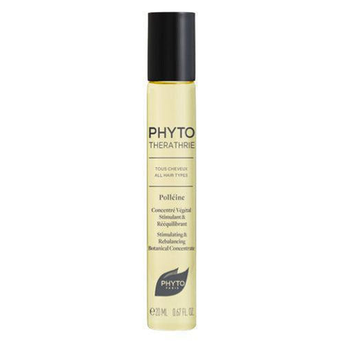 PHYTO PhytoTheratrie Polleine Scalp Concentrate features a 100% herbal formulation that contains 1,750g of fresh botanicals in a single 25ml bottle. This unique combination of essential oils (72%) and corn oil stimulates scalp microcirculation, providing true care-elixir benefits.