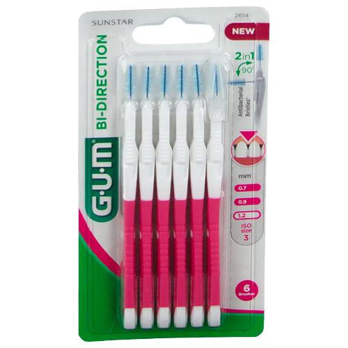 Gum Bi-Direction Interdental Brushes 1.2 mm Pink 6 pcs
