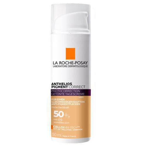 La Roche-Posay Anthelios Pigment Correct SPF 50+ offers powerful day care with exceptional sun protection. It's a cutting-edge generation of sun care that shields against skin aging due to daily sun exposure. Plus, the tinted day care with a high SPF helps to greatly reduce pigmentation resulting from UV light and pregnancy mask marks