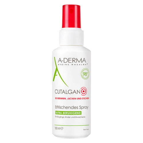 With A-Derma Cutalgan skin spray, skin pain can be reduced in a targeted and immediate manner. The Cutalgan skin spray cools and soothes the skin reddening over a long period of time. The patented refreshing texture without fragrances lies on the skin like a light spray bandage, cools, protects, does not run and is quickly absorbed. The Cutalgan Spray has an immediate refreshing effect and soothes the skin suffering from unpleasant sensations for up to 6 hours.