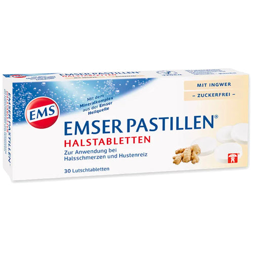 Emser Pastillen Throat Lozenges With Ginger Sugar-Free 30 pcs