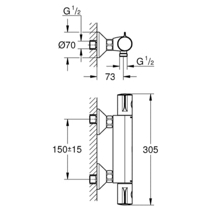 Grohe Grohtherm 800 Thermostatic Shower Mixer 1 pcs