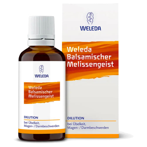 Weleda balsamic lemon balm spirit contains a distillate of lemon balm leaves and spice components, which has a harmonizing and ordering effect on the course of the disease: it warms you up noticeably, has an antispasmodic effect and stabilizes the circulation. Weleda balsamic lemon balm spirit counteracts typical travel complaints such as nausea, vomiting, poor circulation, dizziness and a tendency to faint.