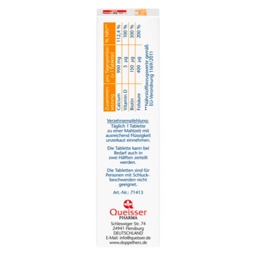 <tc>Doppelherz</tc> Calcium 900, Vitamin D3, Biotin & Folic Acid 30 Cap