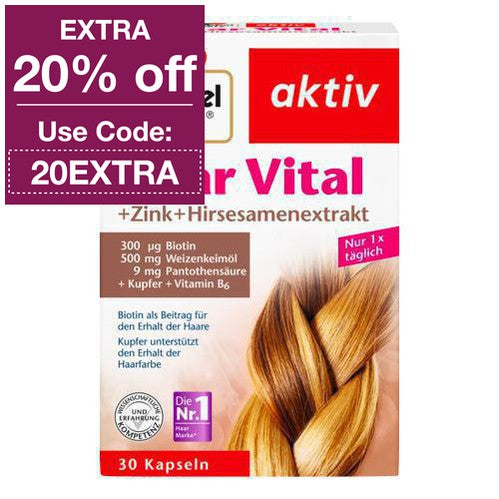 Doppelherz Aktiv Hair Vital with Zinc, Millet Extract 30 capsules