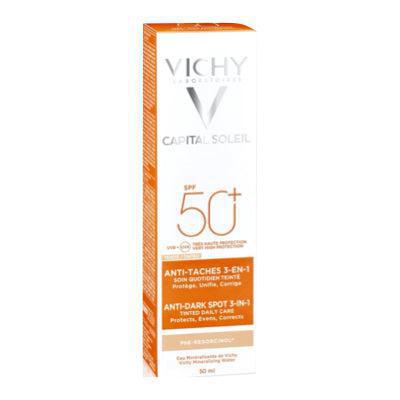 Vichy Ideal Soleil 3-In-1 Anti-Dark Spots Face Care SPF 50+ (Tinted ) box