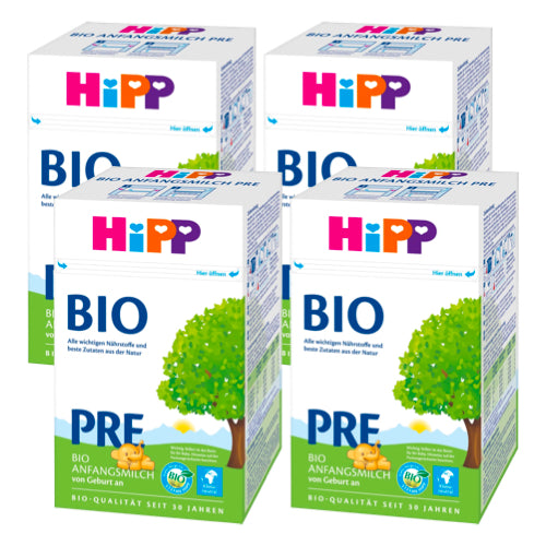 Formule de bébé Hipp Pre bio organique (de la naissance) - Pack de 4 x 600g