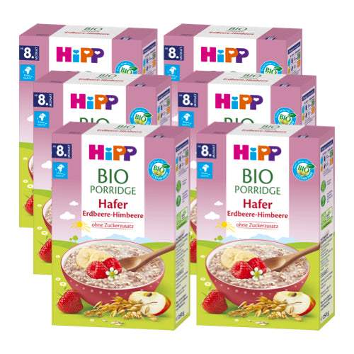Hipp Organic Porridge Oat Strawberry-Raspberry - Pack of 6 x 250g