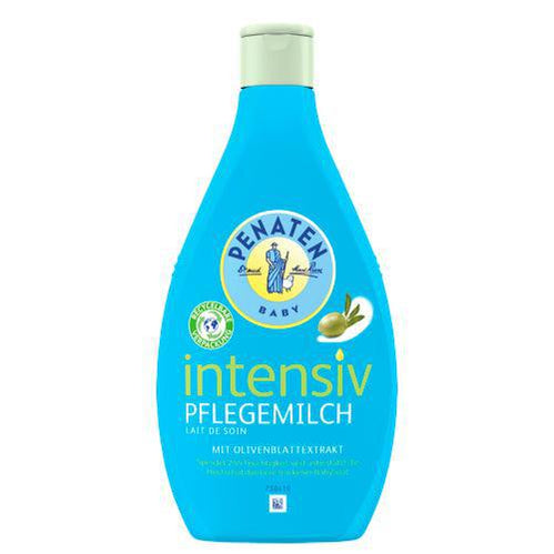 Penaten Intensive Baby Care Mlik is quickly absorbed and provides the skin with moisture for 24 hours. It nourishes rough and sensitive skin baby-soft again with a combination of vitamin E, olive leaf extract and minerals. The skin compatibility is dermatologically tested.ive leaf extract and minerals. It moisturizes and does not sting the eyes.
