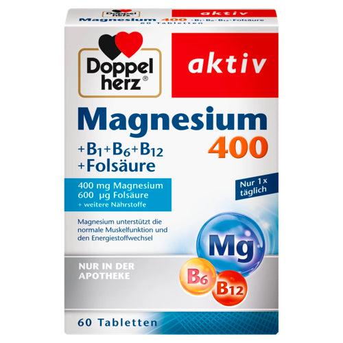 Doppelherz Magnesium 400 + B1 + B6 + B12 + Folic Acid Tablets 60 pcs