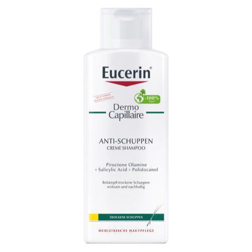 Bottle of Eucerin Dermo Capillaire Cream Shampoo against dry dandruff