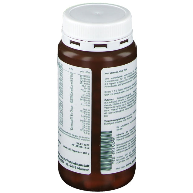 A-Z Multivitamin Mineral Capsules 150 cap back