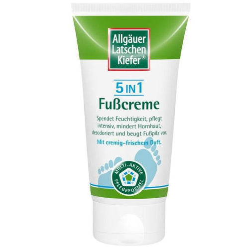 Allgäuer Latschenkiefer 5 In 1 Foot Cream The Allgäuer Latschenkiefer pine 5 in 1 foot cream features a balanced blend of beneficial ingredients that safeguard the feet year-round and impart smoothness. It is suitable for diabetics and has fast-absorbing qualities, while providing a pleasant, creamy fresh scent. VicNIc.com