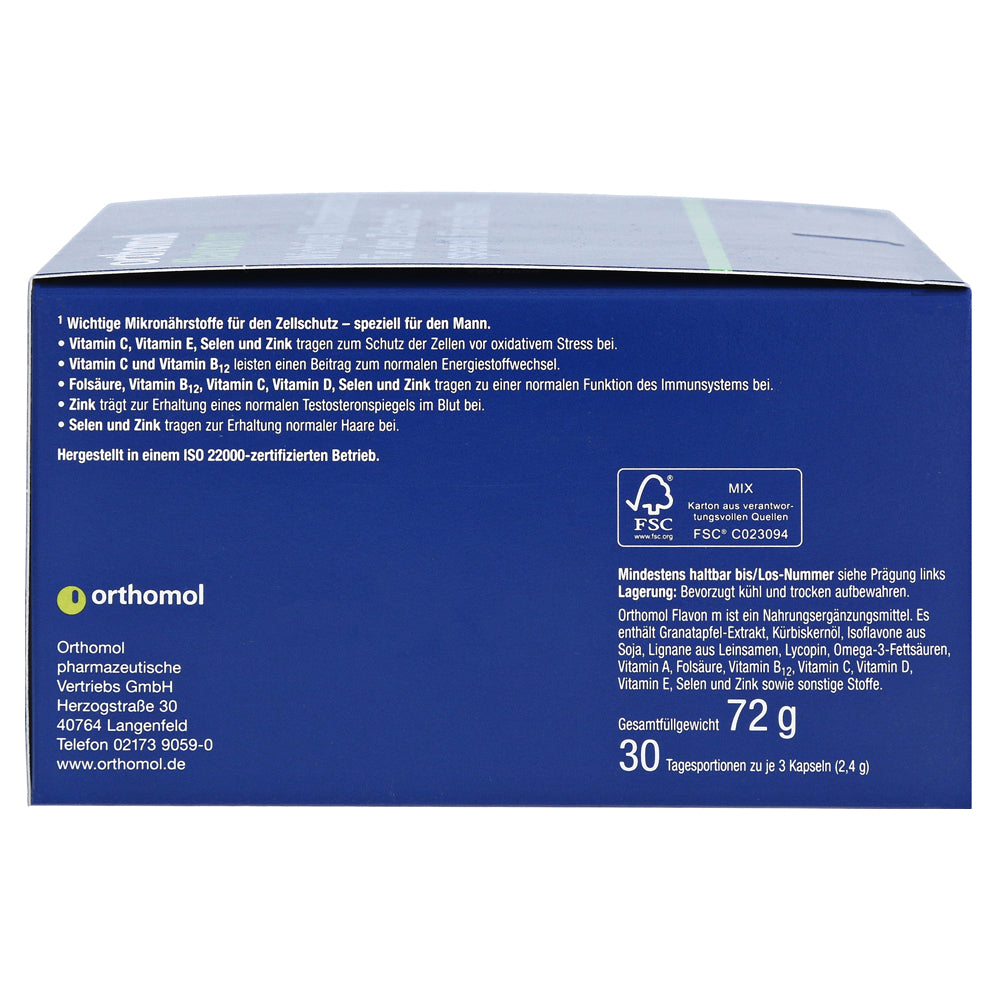 Side of the package, highlighting that vitamin C, vitamin E, selenium and zinc contribute the protection of cells from antioxidant stress