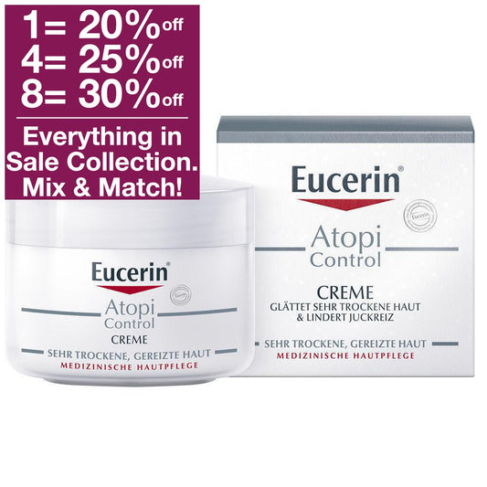 Eucerin AtopiControl Cream with Licochalcone A and Ceramides smoothes, calms and cares for localized areas of Atopic Dermatitis on the body. Very good efficacy and skin tolerability proven on atopic skin by clinical and dermatological studies