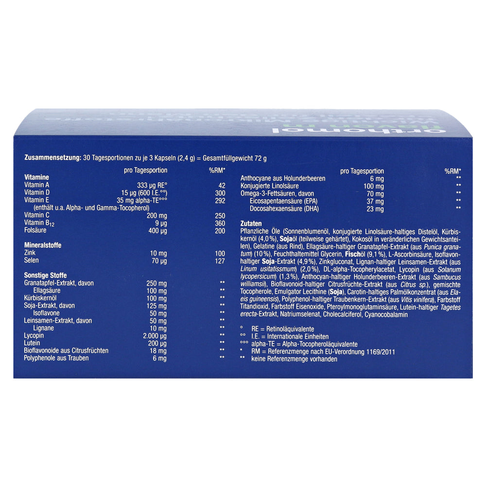 Nutritional information on the back of the package